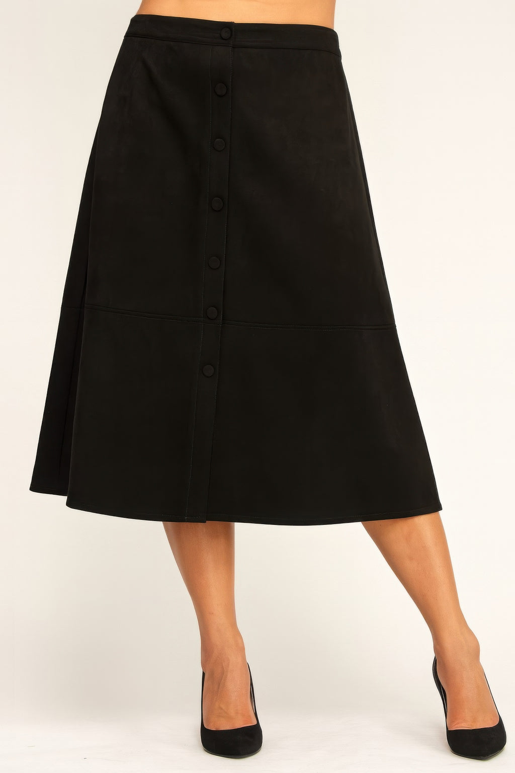 Black denim plus size skirt, perfect for casual outings