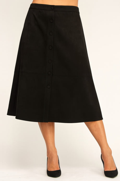 Black denim plus size skirt, perfect for casual outings