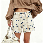 Women's denim shorts with polka dots, perfect for casual outings