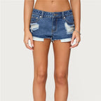 women's ripped denim shorts in denim for casual summer outings