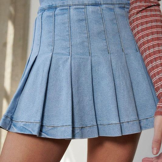 Women's Skirts Denim Tennis Skirt Light Stone Blue