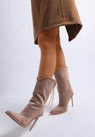 Rag Company designer heeled boots with diamante chain in soft pink, perfect for stylish winter outfits