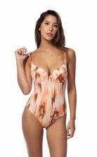 Beach Joy Bikini women's designer print swimsuit for women in a one-piece with warm abstract patterns