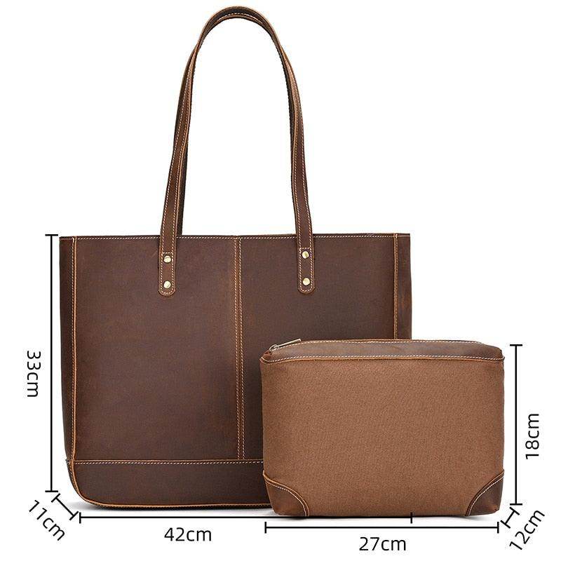 Stylish brown designer shoulder bag for laptops with adjustable straps and spacious interior.