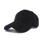 Aili's Corner designer velour caps in black for stylish women's accessories