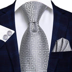 Silver patterned designer wedding ties for men, perfect accessory for formal occasions
