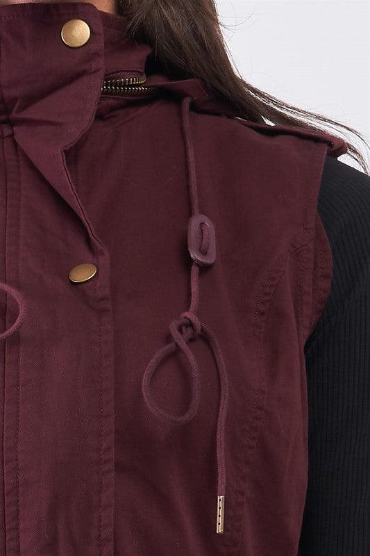 Women's Coats & Jackets Detachable Hood Detail Parka Utility Vest Jacket