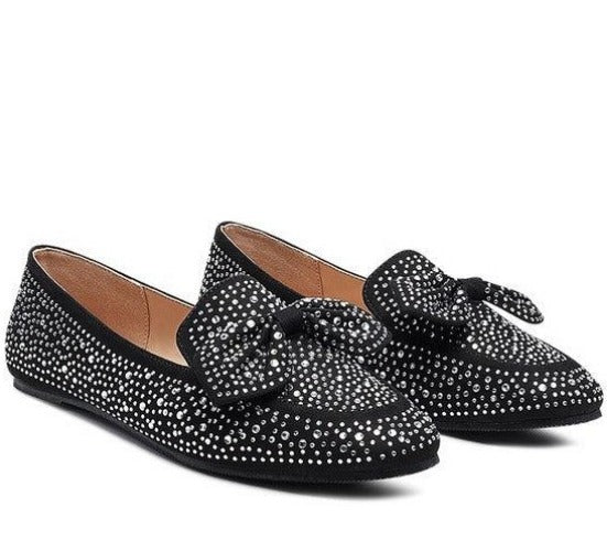 Women's Shoes - Flats Dewdrops Embellished Casual Bow Loafers