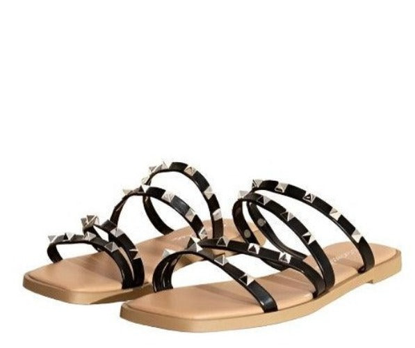 Women's Shoes - Sandals Strappy Stud Flat Slides