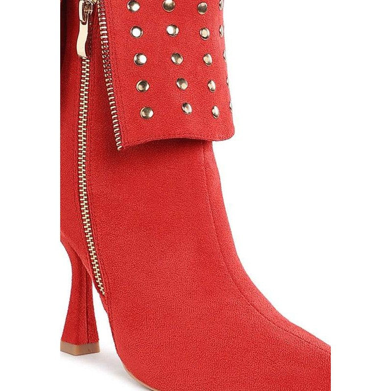 Piccini Stud Embellished Foldover Boots - VacationGrabs