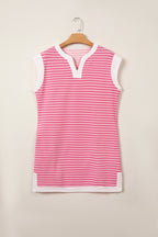 Stripe Colorblock Notched Neck Sleeveless Mini Dress