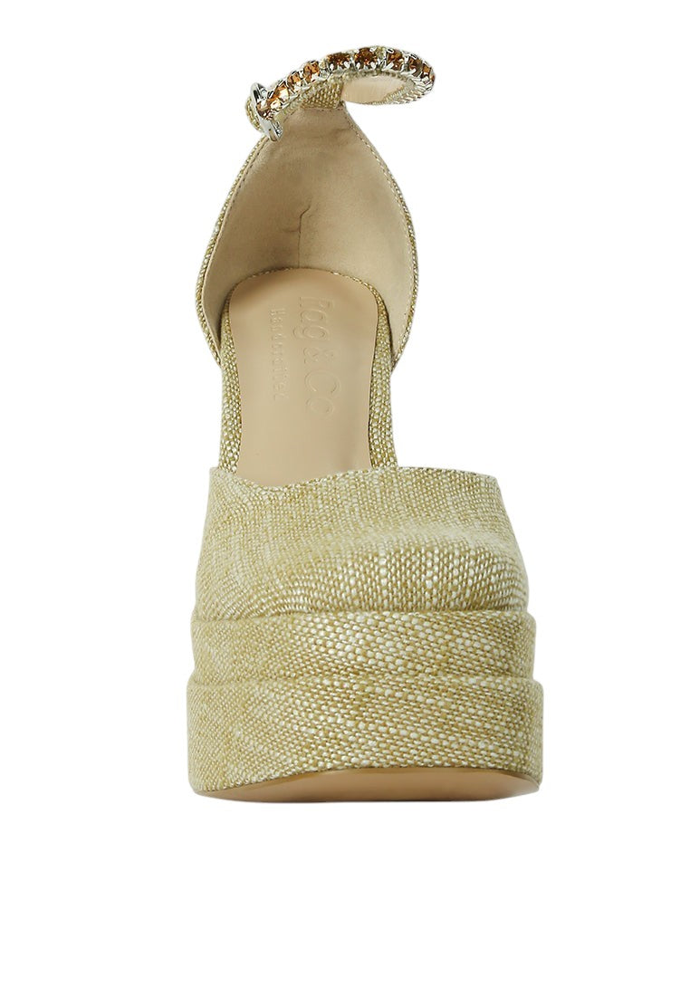 Cosette Diamanate Embellished Ankle Strap High Block Heel Sandals