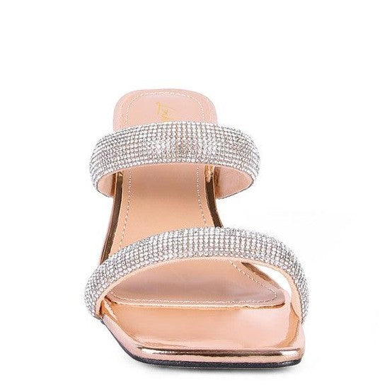 Rag Company diamante slide sandals with elegant rhinestone straps and a chic open toe design