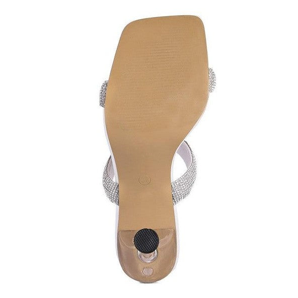 Rag Company diamante slide sandals with stylish rhinestone straps and comfortable footbed