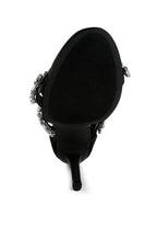 Women's diamante stiletto heel sandals, black, perfect for evening wear
