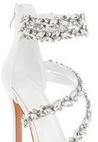Women's white diamante stiletto heel sandals for elegant occasions
