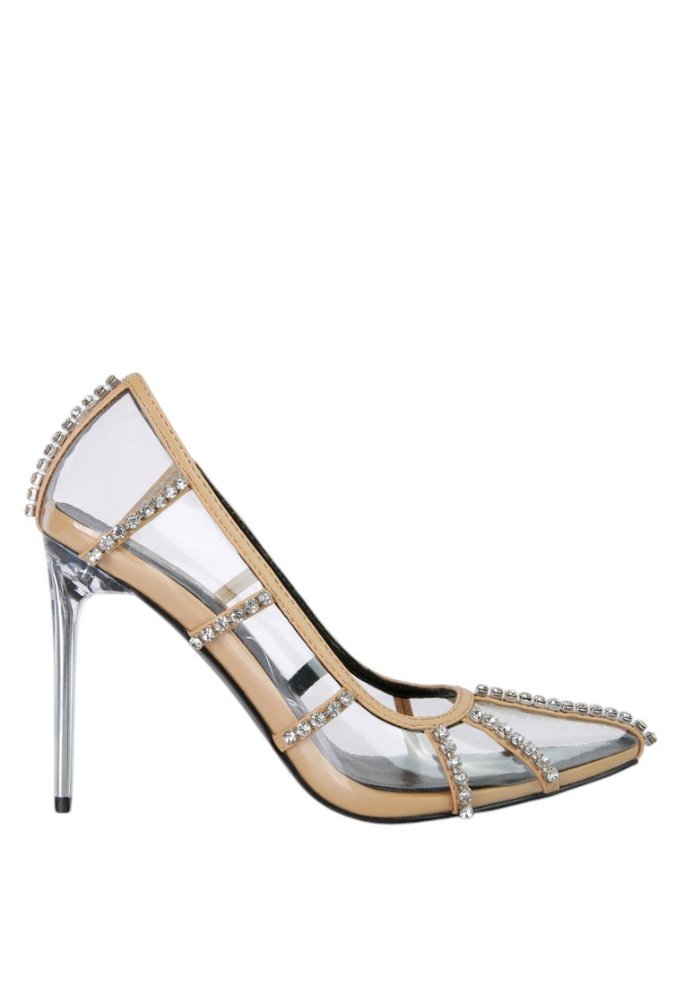 Diamante Clear Stiletto Heel Pumps