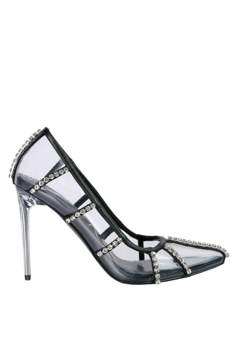 Diamante Clear Stiletto Heel Pumps
