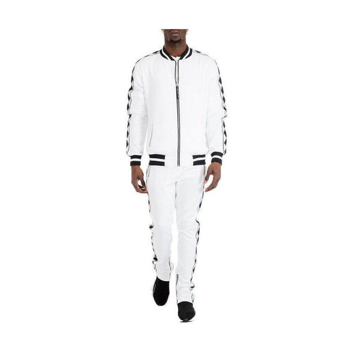 Men's White Diamond Tape Track Set - VacationGrabs