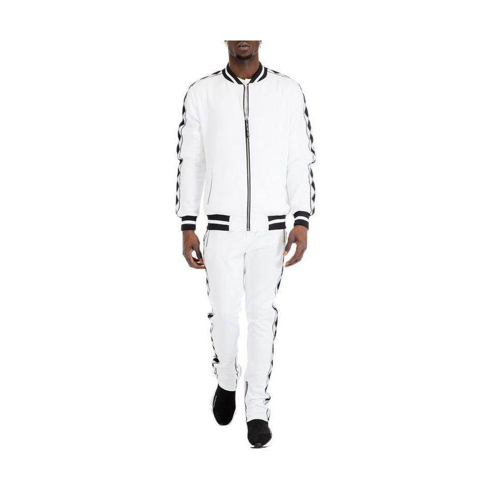 Men's White Diamond Tape Track Set - VacationGrabs