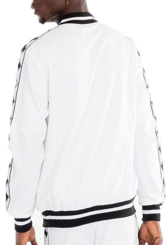 Men's White Diamond Tape Track Set - VacationGrabs