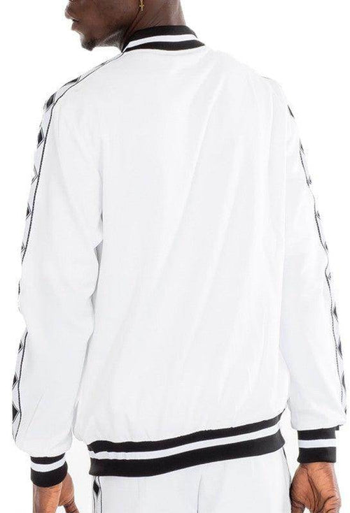 Men's White Diamond Tape Track Set - VacationGrabs