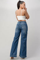 LITZ LA distressed denim pants featuring a relaxed fit and stylish back view for women