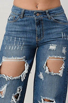 LITZ LA distressed denim pants featuring stylish rips and a modern fit for a trendy look