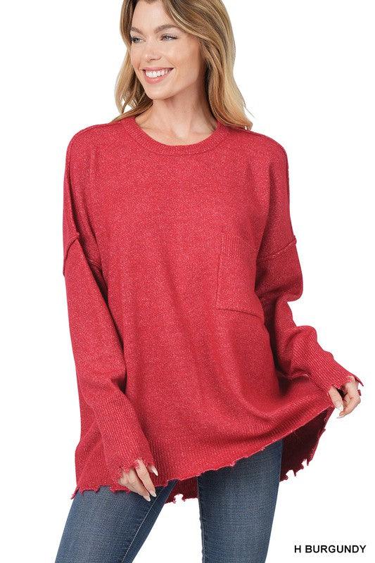 Women's Sweaters Distressed Melange Oversized Sweater