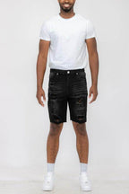 Distressed Stretch Denim Shorts - VacationGrabs