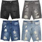 Distressed Stretch Denim Shorts - VacationGrabs