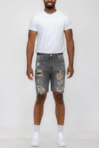 Distressed Stretch Denim Shorts - VacationGrabs