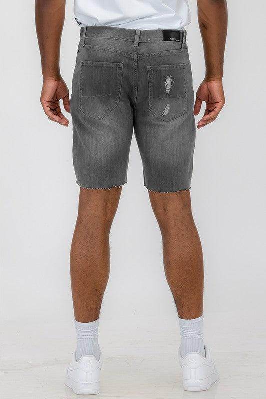 Distressed Stretch Denim Shorts - VacationGrabs