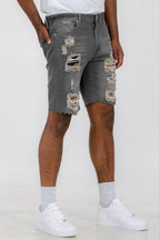 Distressed Stretch Denim Shorts - VacationGrabs