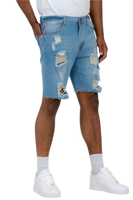 Distressed stretch 2024 denim shorts