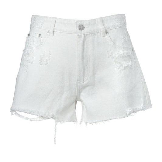 Women's Shorts Distressed White Denim Jean Shorts