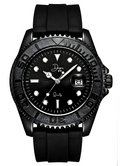 Dapper black quartz in a watch with sturdy rubber strap