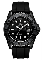 Dapper black quartz in a watch with sturdy rubber strap