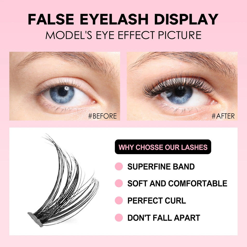 DIY lash extension kit with 200 lash clusters and bonding glue (photo 3 of 9)