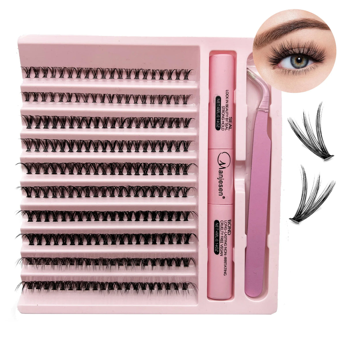 DIY lash extension kit with 200 lash clusters and bonding glue (photo 5 of 9)