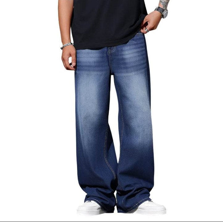 Mens Wide Leg Baggy Jeans Loose Denim Pants Streetwear - VacationGrabs