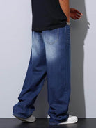 Mens Wide Leg Baggy Jeans Loose Denim Pants Streetwear - VacationGrabs