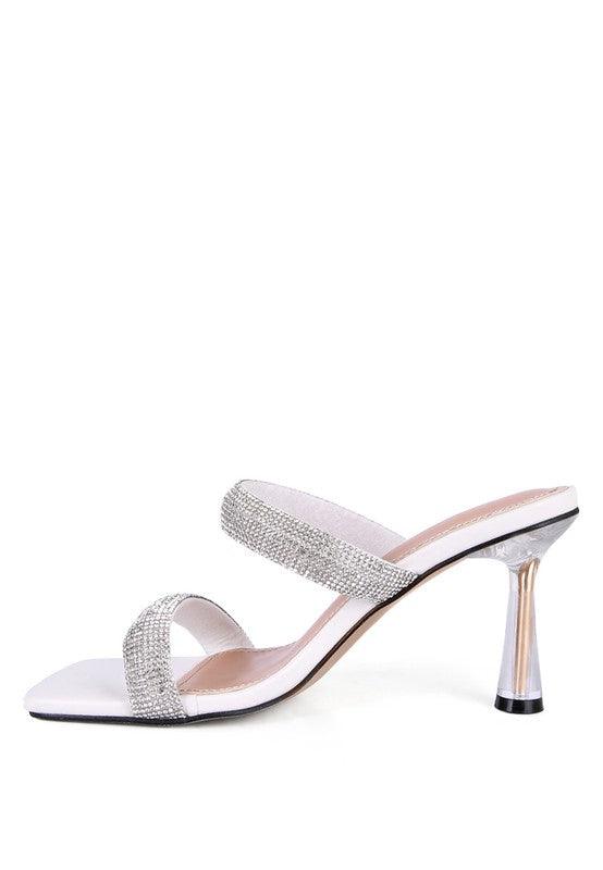 Women's Shoes - Heels Dolls Diamante Mid Heel Slide Sandals