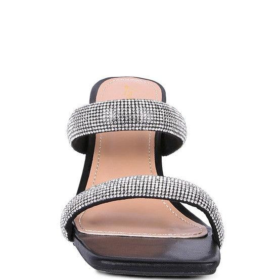 Women's Shoes - Heels Dolls Diamante Mid Heel Slide Sandals