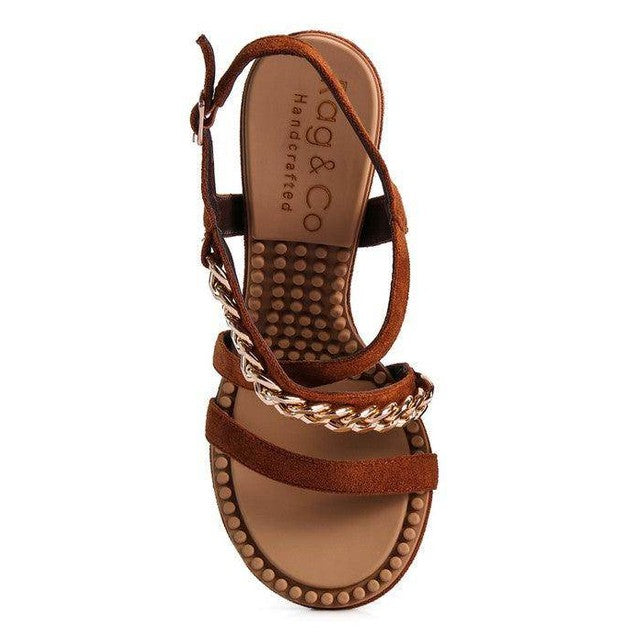 Domeda Metal Chain Mid Heel Sandal - VacationGrabs