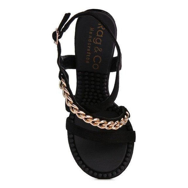 Domeda Metal Chain Mid Heel Sandal - VacationGrabs