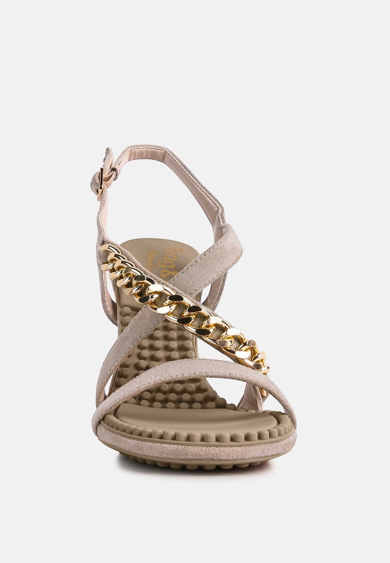 Domeda Metal Chain Mid Heel Sandal