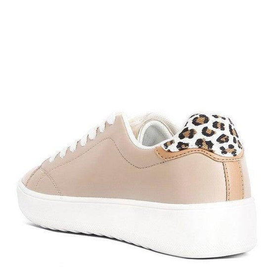 Rag Company Dory fashion sneakers in nude with leopard print heel detail for stylish comfort.