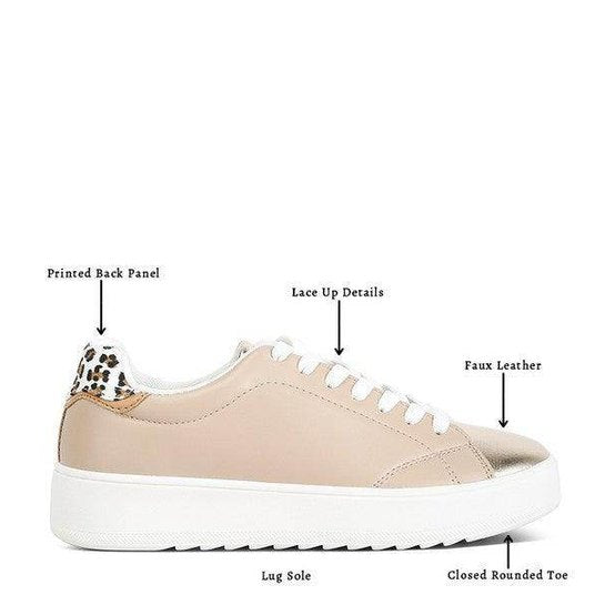 Rag Company Dory fashion sneakers in beige with faux leather and leopard print back panel for stylish comfort