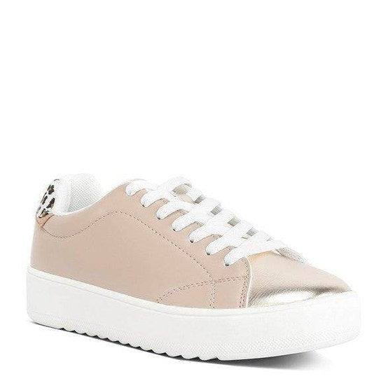 Rag Company Dory fashion sneakers in beige with metallic accents and white laces for comfortable style
